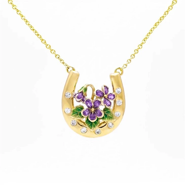 Floral Horseshoe Pendant Necklace factory