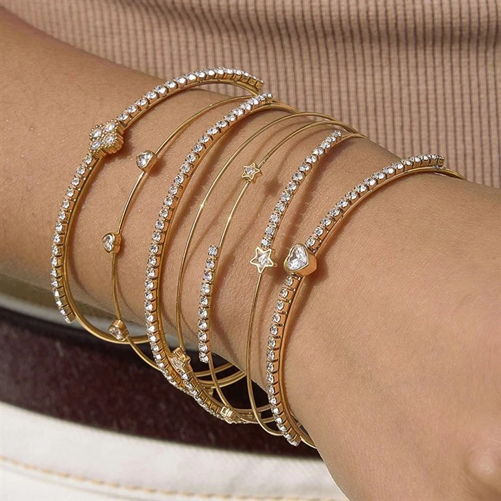 Heart CZ Double Open Bangle factory