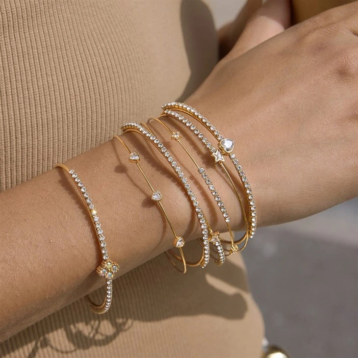 Heart CZ Double Open Bangle suppliers